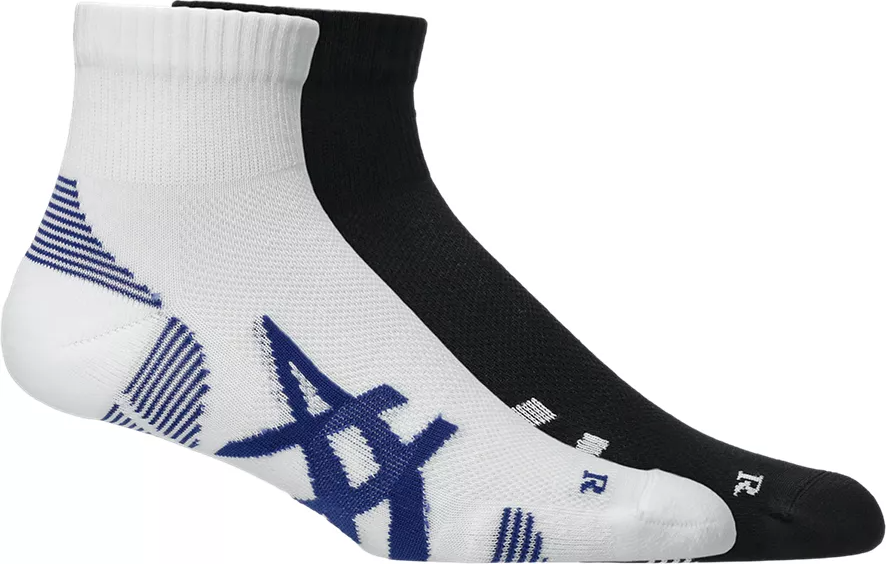 Asics Cushioned Run Quarter Sock 2-Pack Performance Black / Brilliant White
