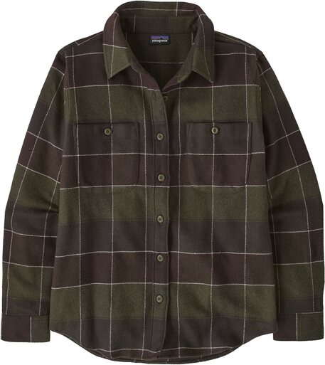Patagonia Fjord Flannel Shirt Womens Snow Owl: Basin Green