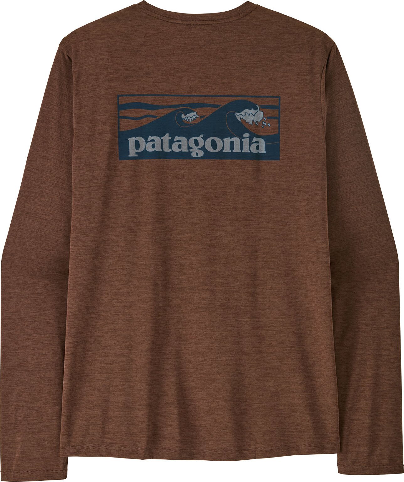 Patagonia Long-Sleeved Cap Cool Daily Shirt Mens - Boardshort Logo Berm Brown - Light Berm Brown X-Dye