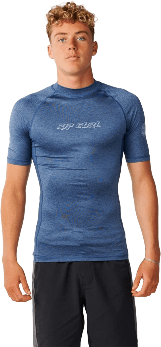 Rip Curl Dawn Patrol UPF Performance Short Sleeve Rash Vest Mens Light Navy Marle