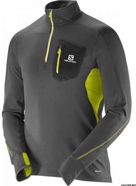 Salomon Trail Runner Warm LS Zip Tee Men Galet Grey