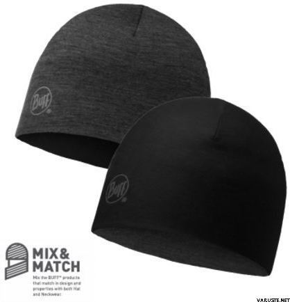 Buff Merino Wool Reversible Hat Solid Black