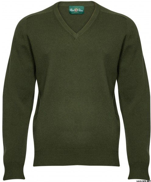 Alan Paine Long Sleeve V Neck Sweater Loden