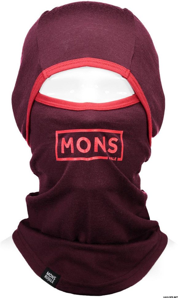 Mons Royale Santa Rosa Hinge Balaclava Box Logo Burgundy