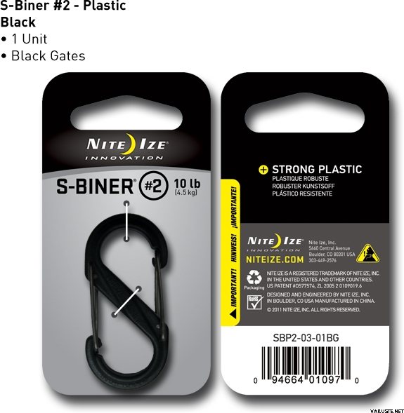 Nite Ize S-Biner Plastic Size #2 Black