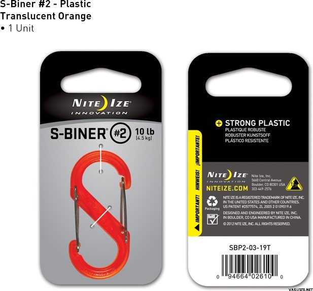 Nite Ize S-Biner Plastic Size #2 Translucent Orange