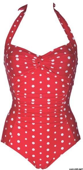 Arena Dots Halterneck Swimsuit W Red