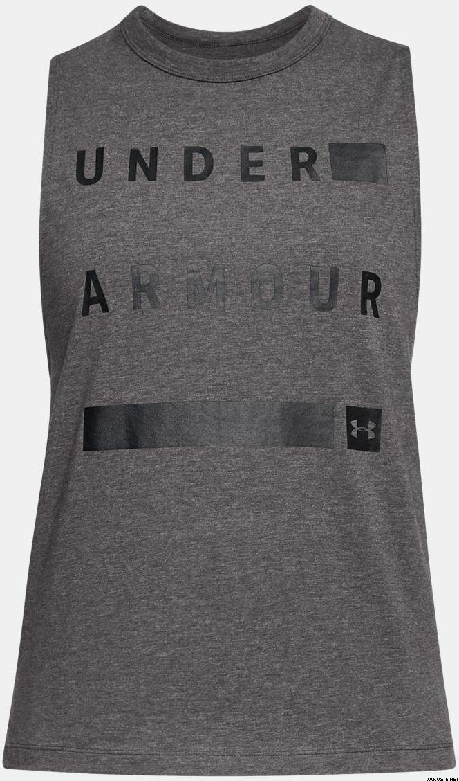 Under Armour Muscle Tank Linear Wordmark Charcoal Medium Heather (019) / Black