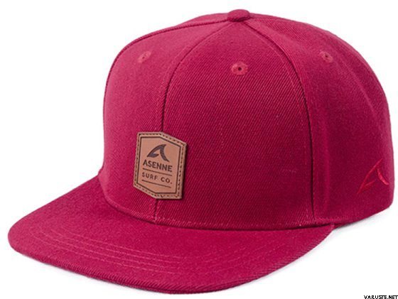 Asenne Surf Co Snapback Burgundy / Brown Leather Patch