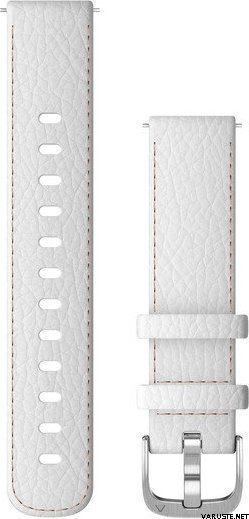 Garmin Vivoactive 3S / 4S Strap (Leather) White Leather w/ Silver Hardware