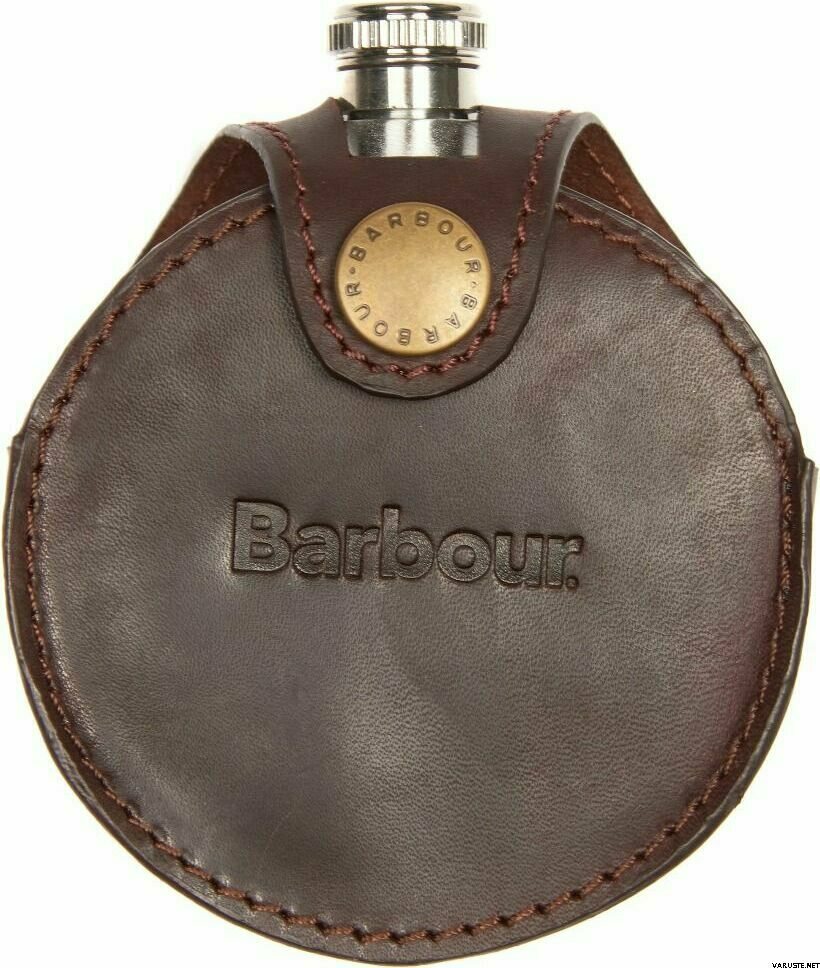 Barbour Round Hip Flask in Gift Box Brown