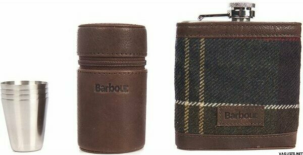 barbour hip flask set