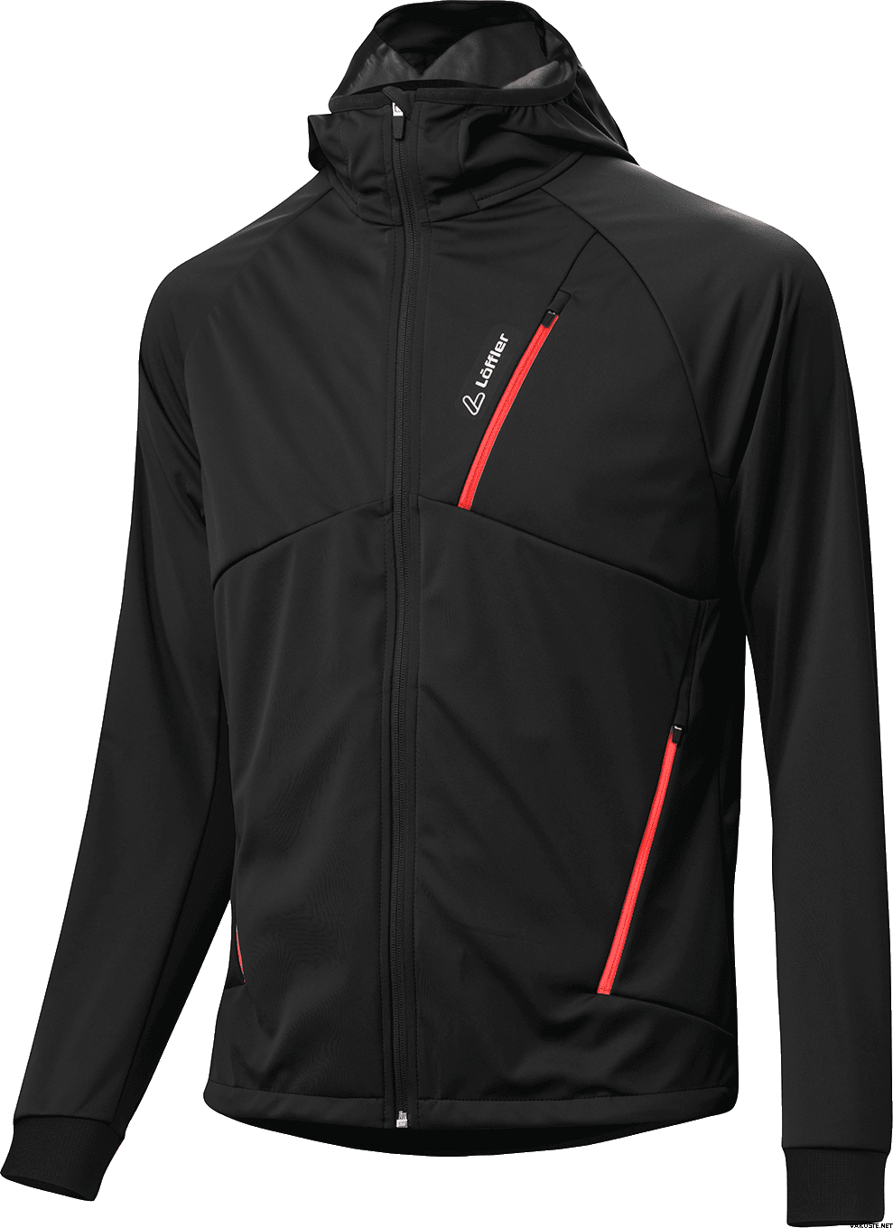 Löffler Hooded Jacket Worldcup Windstopper Light Mens Black / Red (995)