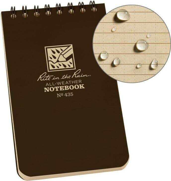 Rite in the Rain Top Spiral Notebook 3" x 5" Brown