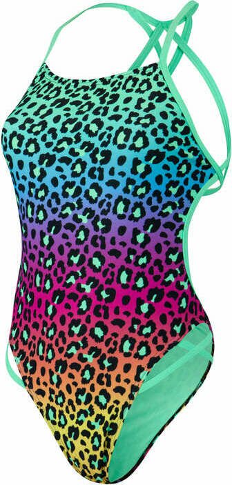 Speedo JungleGlare Placement Freestyler 1 Piece AF Green Glow/Black/Electric Pink/Mango/Powder Blue