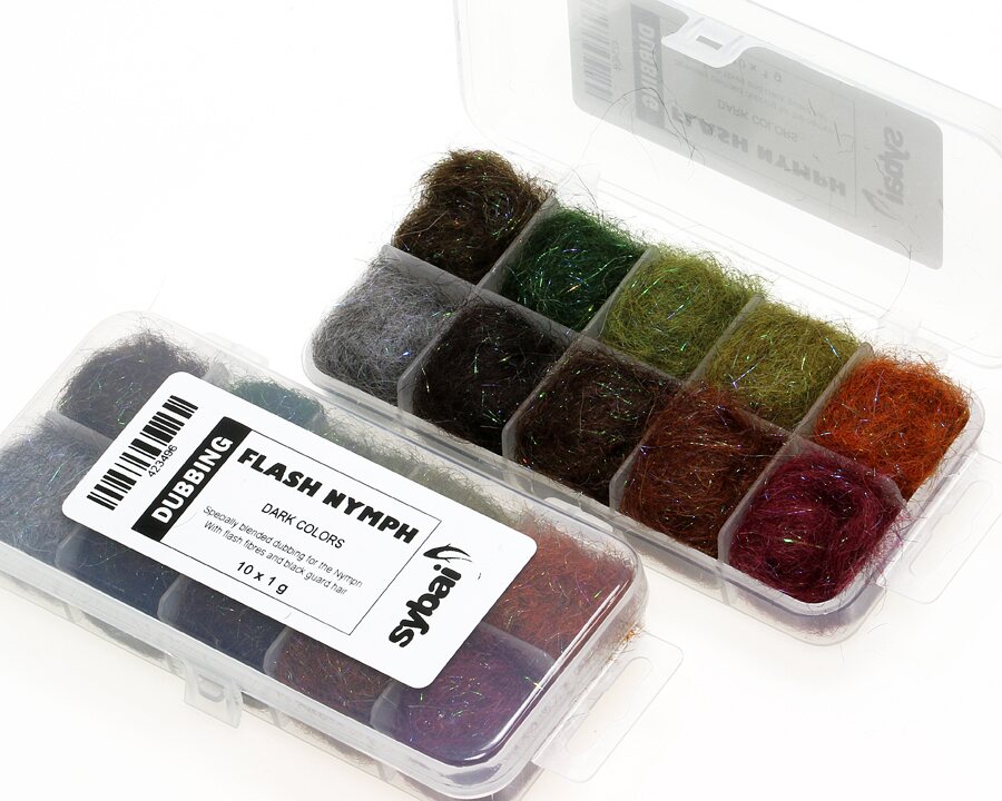 Sybai Tackle Flash Nymph Dubbing Box Dark Colors
