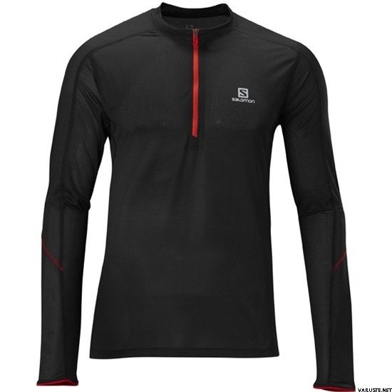 Salomon Trail Runner LS Zip Tee Men's Musta/Punainen