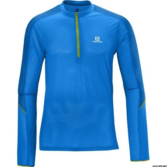 Salomon Trail Runner LS Zip Tee Men's Sininen/Lime