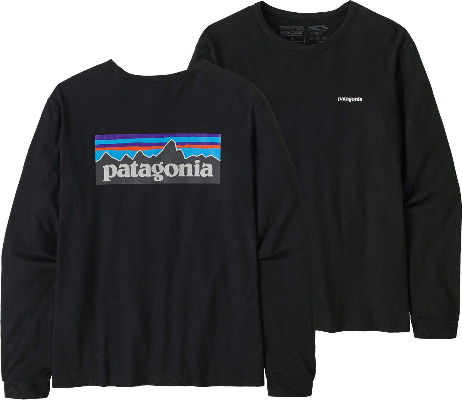 Patagonia Long-Sleeved P-6 Logo Responsibili-Tee Womens Black