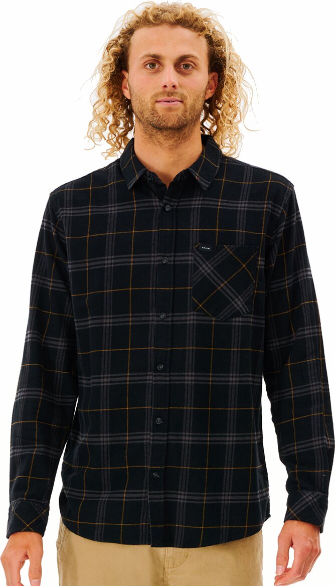 Rip Curl Checked In Flannel Shirt Mens Black