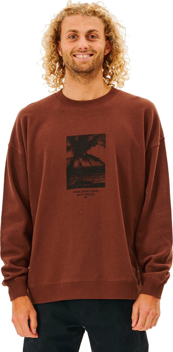 Rip Curl Quality Surf Products Crew Fleece Mens Dusted Chocolate