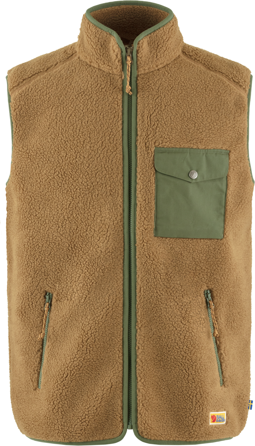 Fjällräven Vardag Pile Fleece Vest Mens Buckwheat Brown/Laurel Green (232-625)