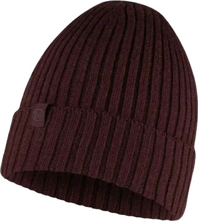 Buff Merino Knitted Hat Norval Maroon