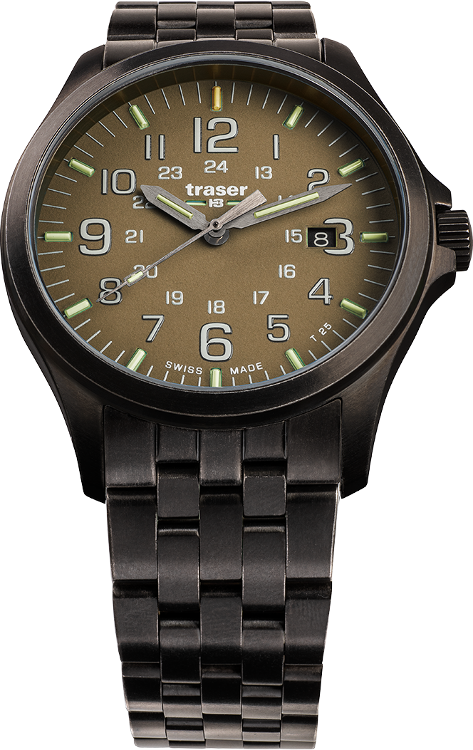 Traser P67 Officer Pro GunMetal Khaki PVD-coated stainless steel