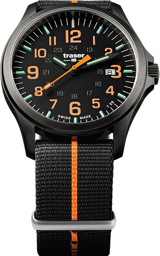 Traser P67 Officer Pro GunMetal Black/Orange Nato Strap