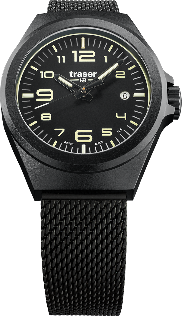 Traser P59 Essential S Black Milanese stainless steel