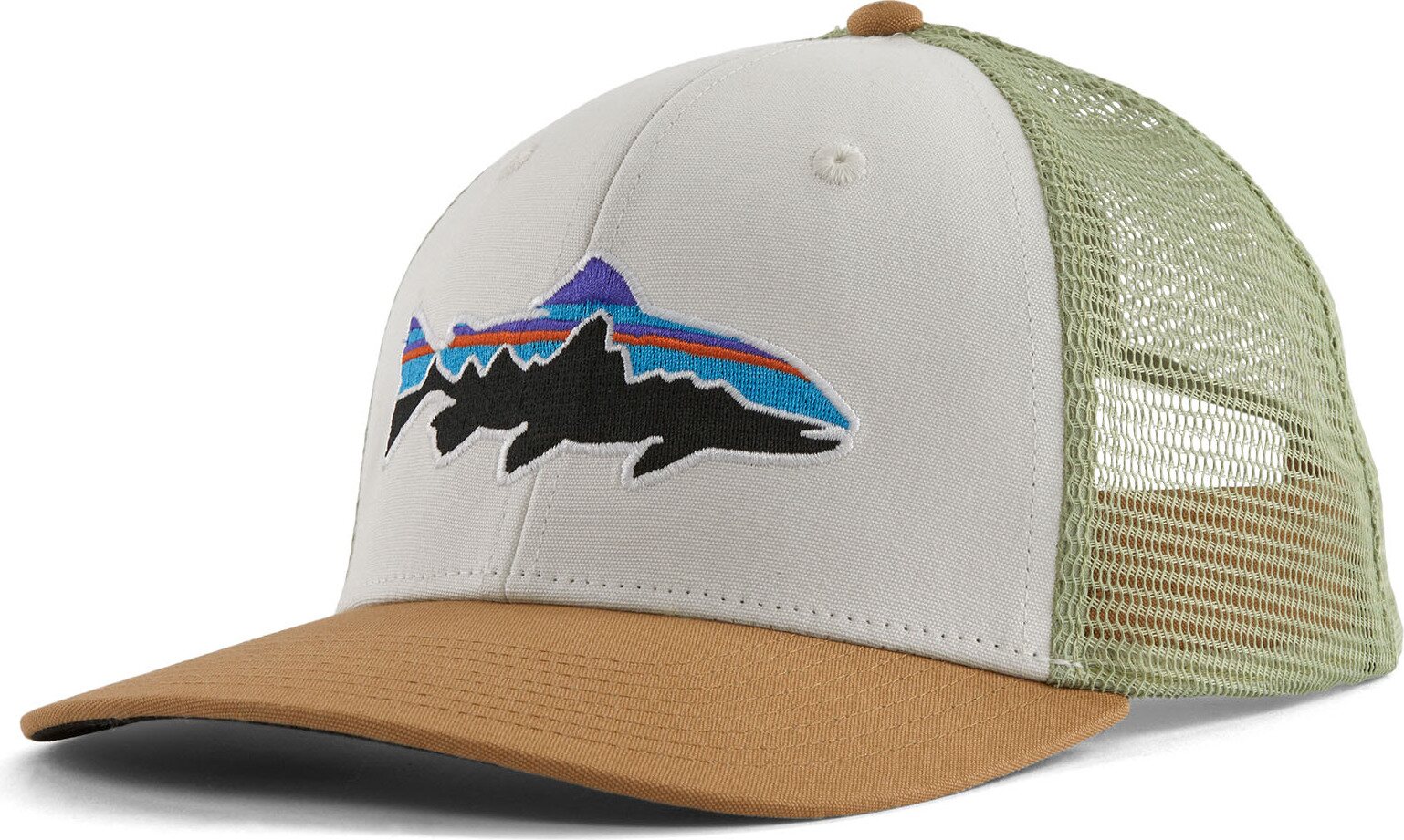 Patagonia Fitz Roy Trout Trucker Hat White w/ Classic Tan