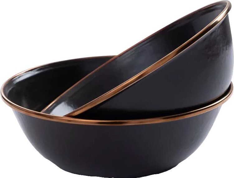 Barebones Enamel Bowl Set 2pcs Charcoal