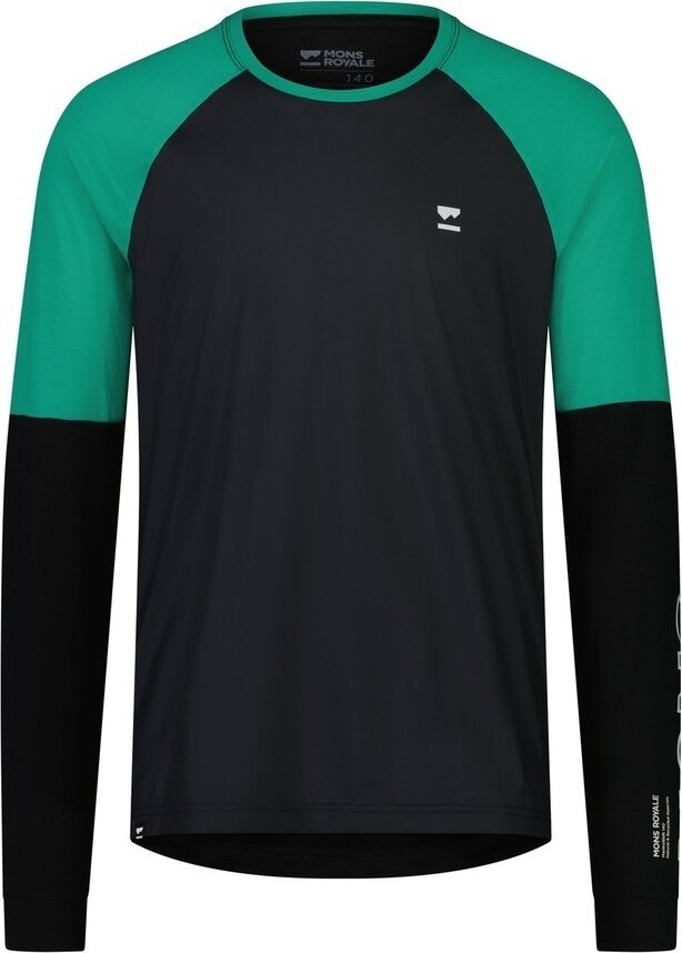 Mons Royale Tarn Merino Bike Wind Jersey Mens Pop Green / Black