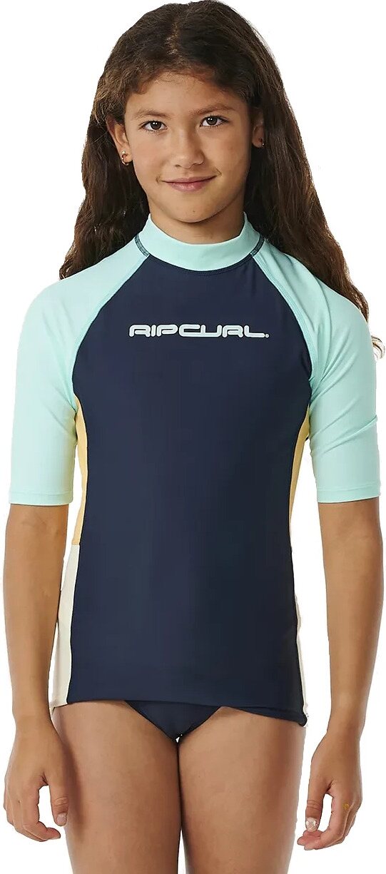 Rip Curl Block Party Short Sleeve Rash Vest Girls Navy (2024)