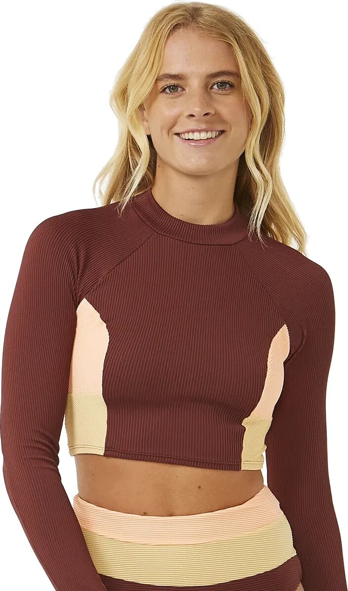 Rip Curl Block Party Spliced Crop Long Sleeve Womens Plum