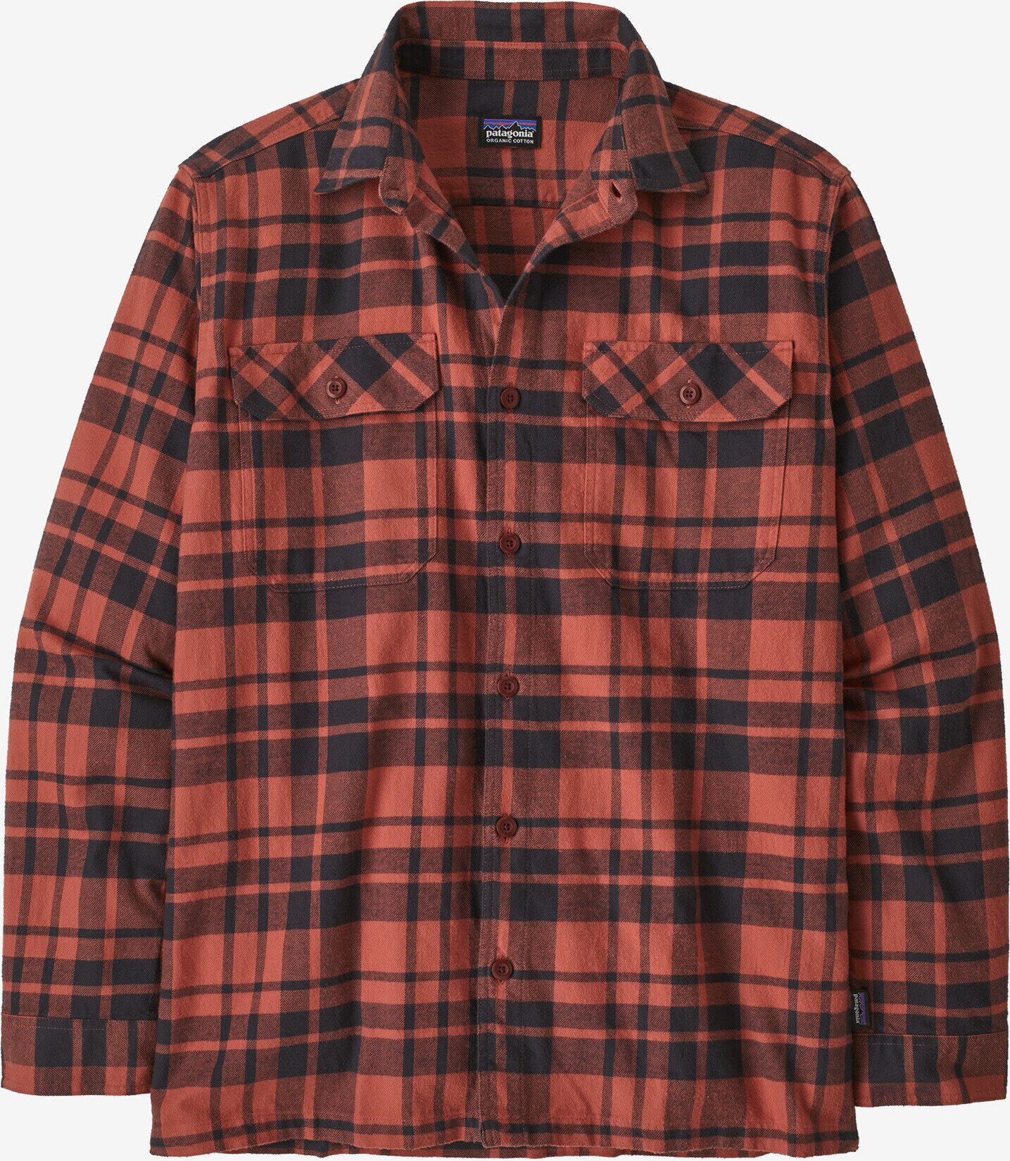 Patagonia Long-Sleeved Organic Cotton Midweight Fjord Flannel Shirt Mens Ice Caps: Burl Red