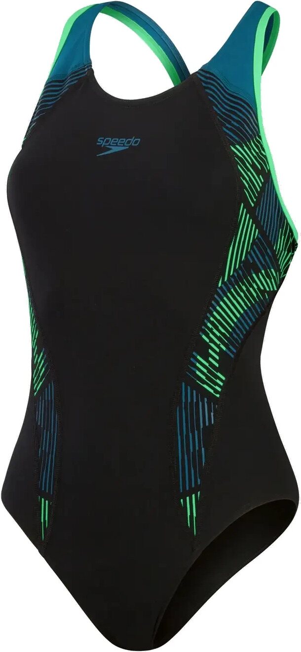 Speedo Placement Laneback Womens Black / Dark Teal / Harlequin Green