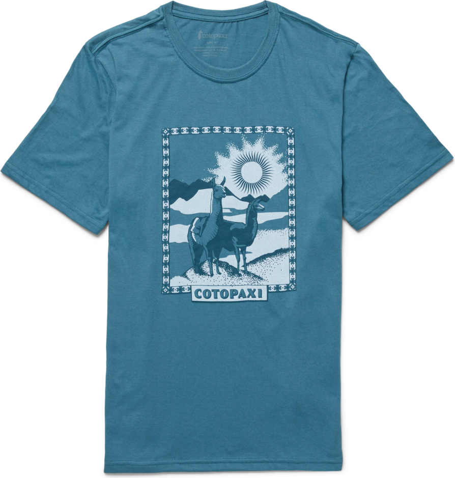 Cotopaxi Llama Greetings Organic T-Shirt Mens Blue Spruce