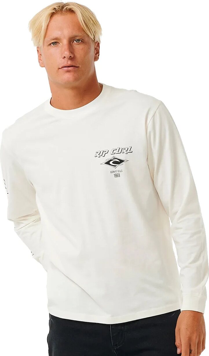 Rip Curl Fade Out Icon LS Tee Mens Bone