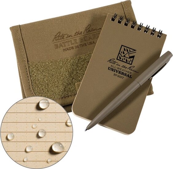 Rite in the Rain Tri-Fold Notebook Kit 3" x 5" Tan