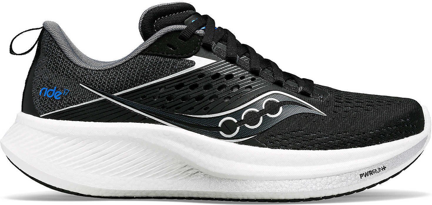 Saucony Ride 17 Wide Mens Black / White