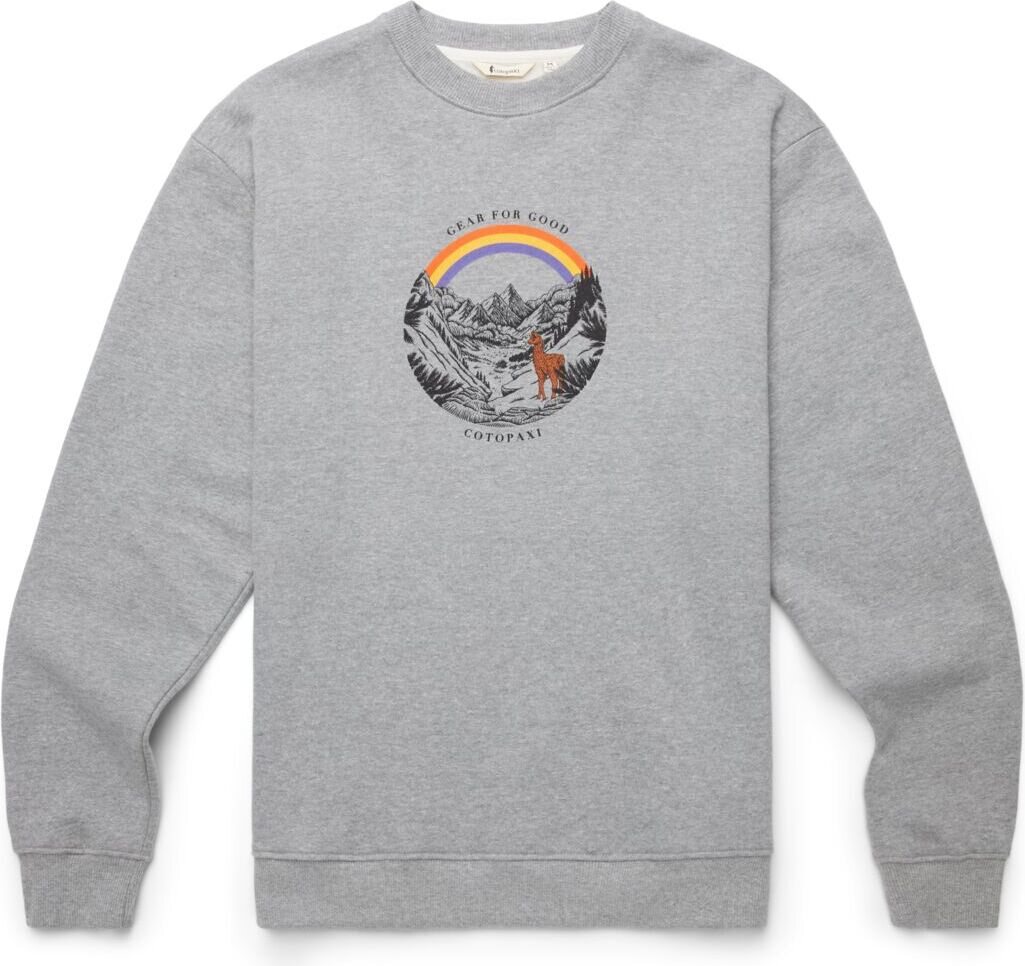 Cotopaxi Traveling Llama Organic Crew Sweatshirt Mens Heather Grey