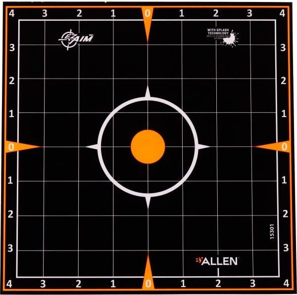 Ez Aim Adhesive Splash Sight-In Grid 8 X 8, 6 PACK Black / Orange