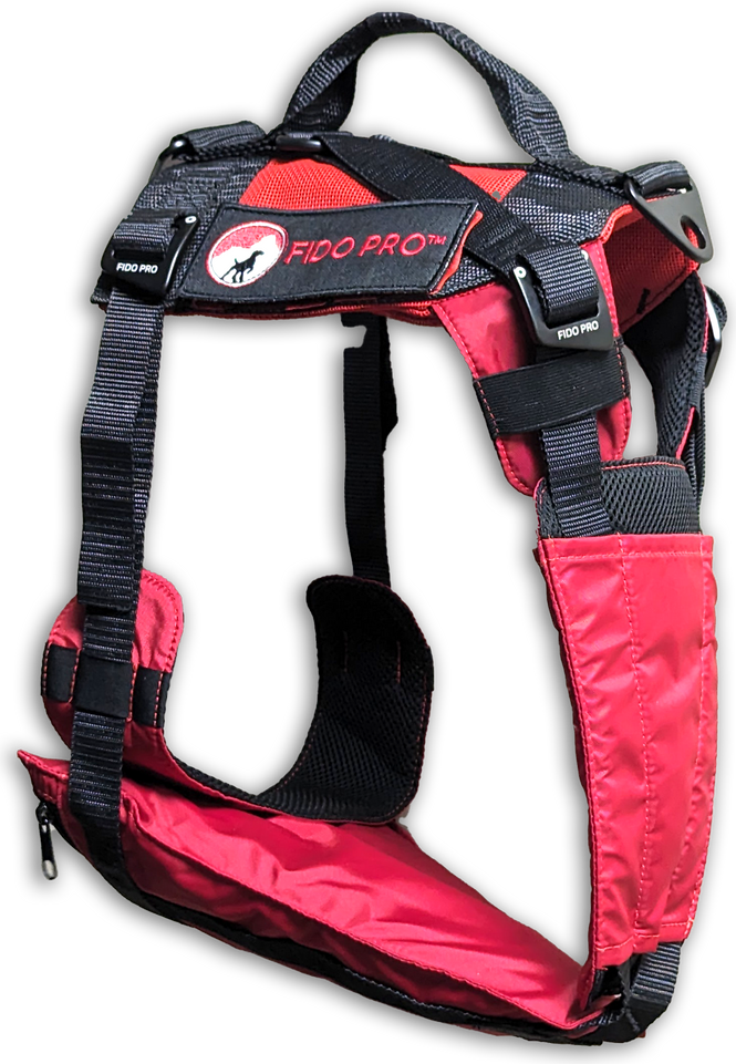 Fido Pro Panza Harness with Deployable Emergency Dog Rescue Sling V2 Red