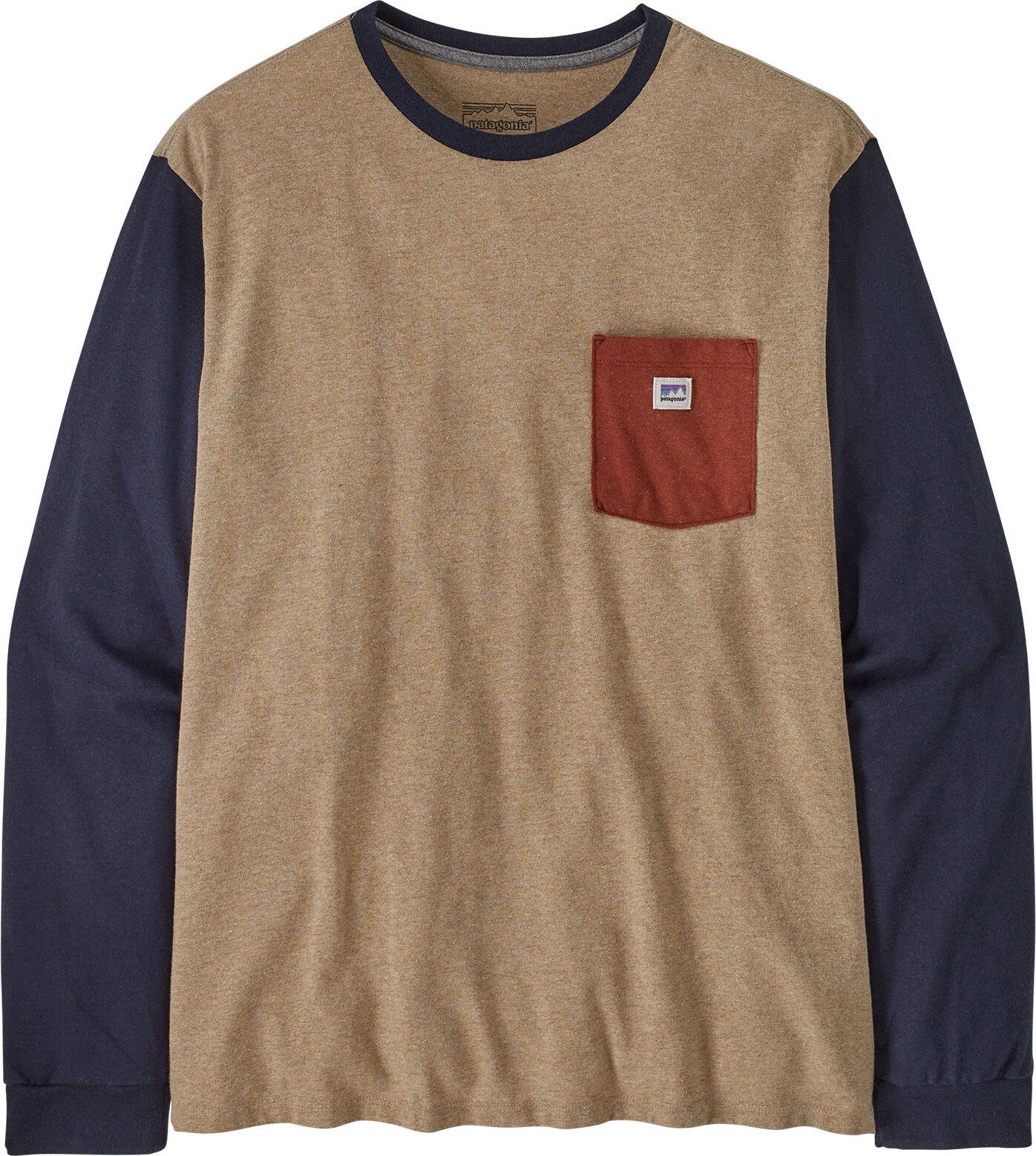 Patagonia Long-Sleeved Shop Sticker Pocket Responsibili-Tee Unisex Grayling Brown