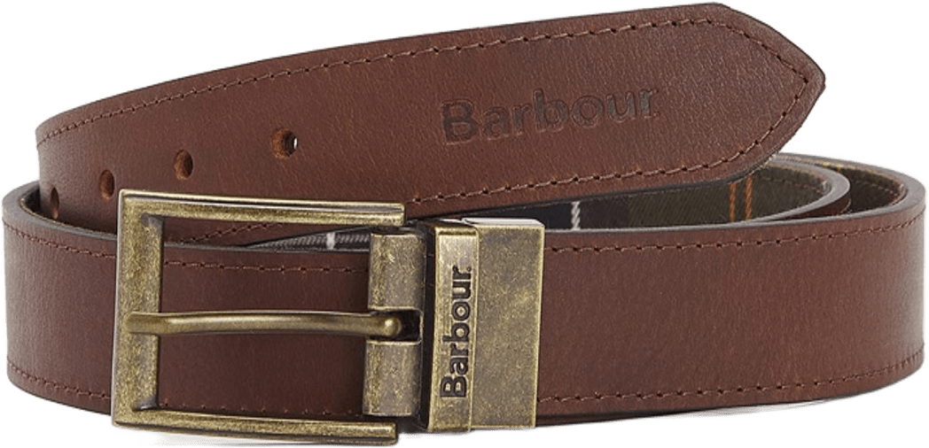 Barbour Reversible Tartan Leather Belt Classic Tartan / Brown