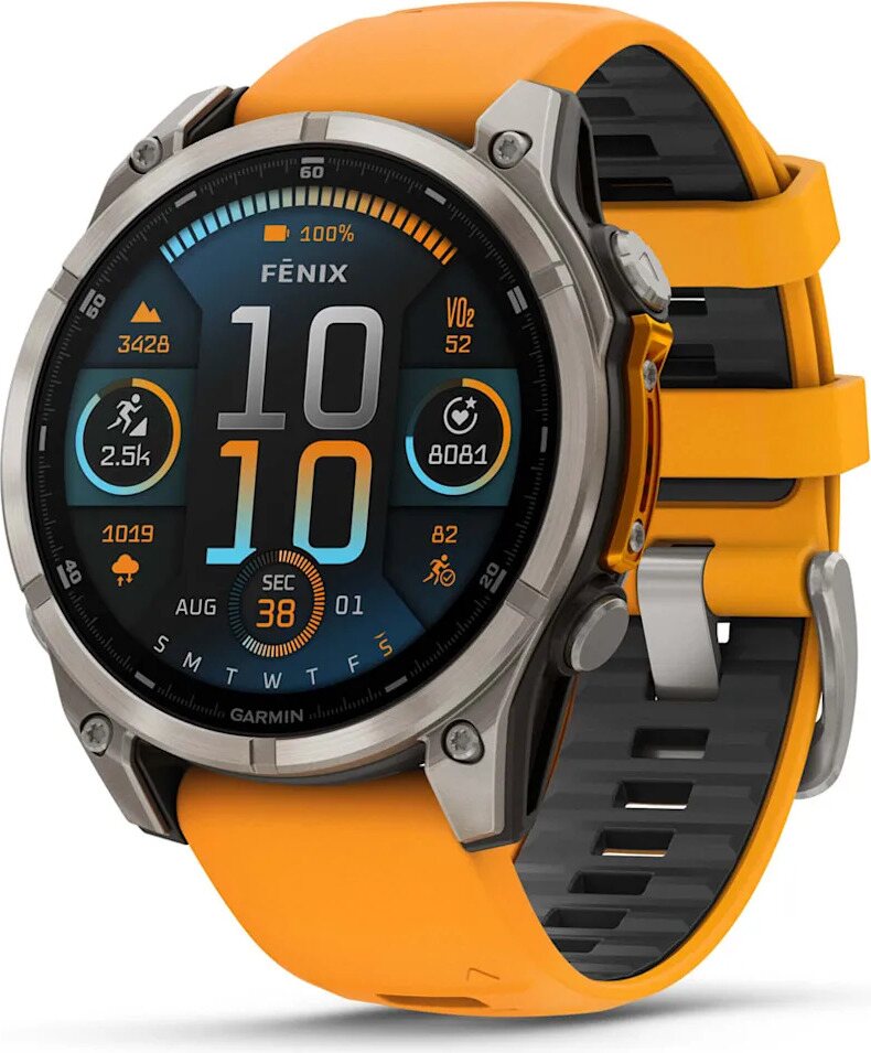 Garmin Fenix 8 Sapphire Amoled 47mm Ti/Graphite w Graphite/Spark Orange Band