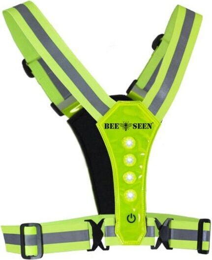 Bee Safe Led Harness usb -huomioliivi Lime