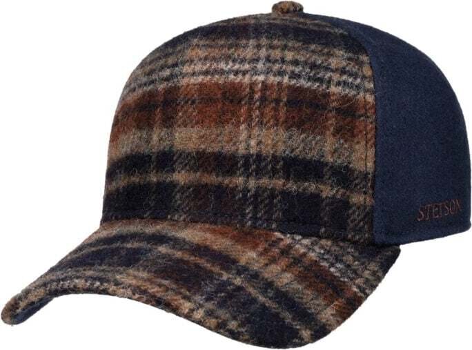 Stetson Trucker Cap Wool Check Navy/Beige/Burned Orange