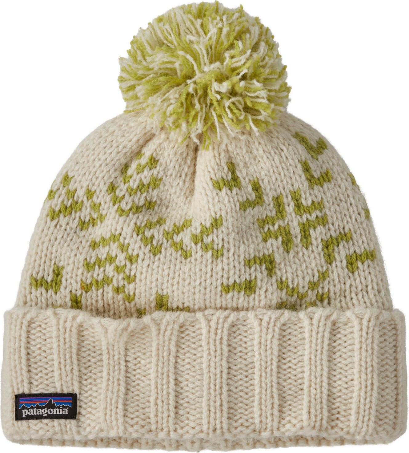 Patagonia Snowbelle Beanie Evergreen Flakes: Birch White
